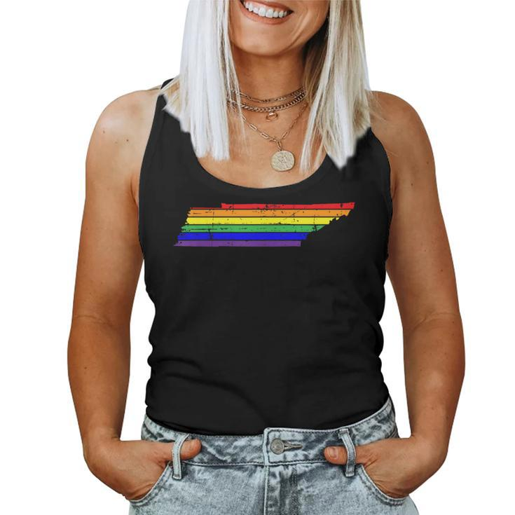 Distressed State Of Tennessee Lgbt Rainbow Gay Pride Women Tank Top