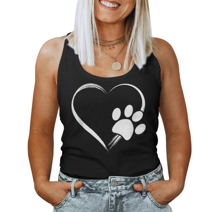 Dog Paw Print Heart For Mom For Dad Women Tank Top