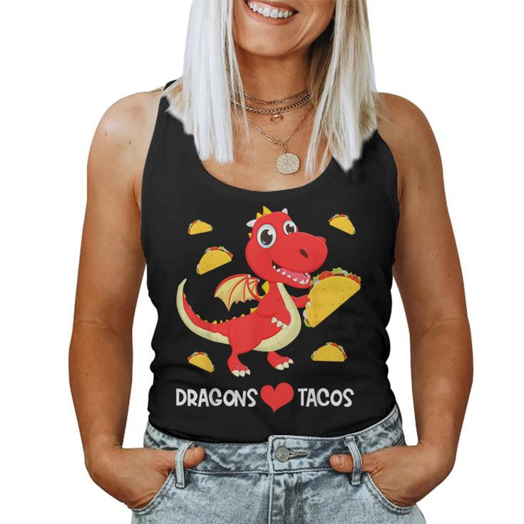Dragons Love Tacos Cute Dragon Lover Boy Girl Mexico Taco Women Tank Top