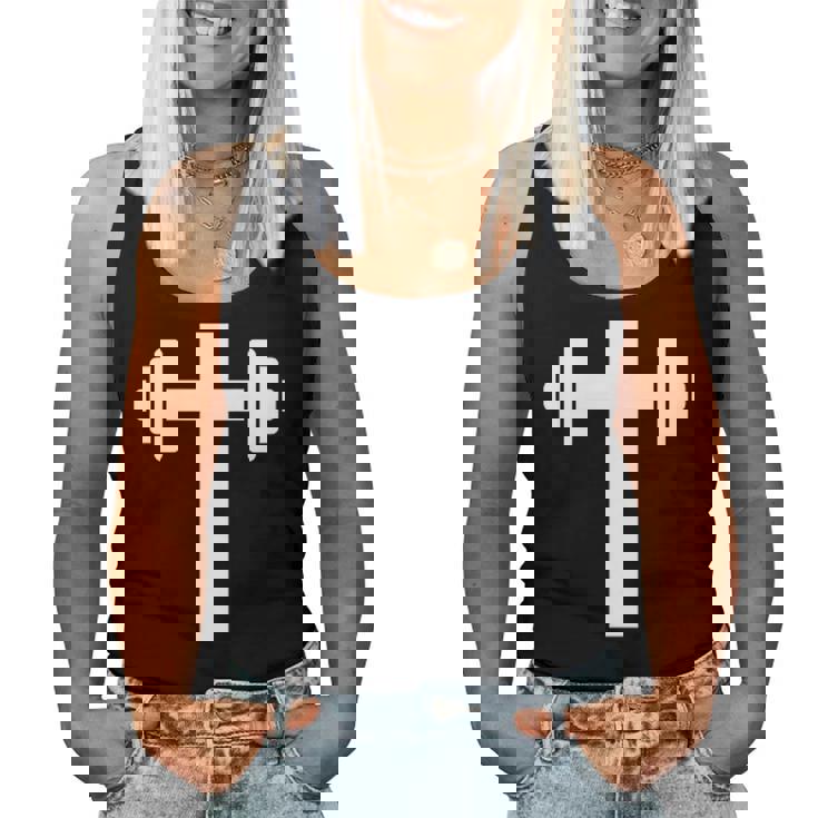 Dumbbell Barbell Cross Christian Gym Workout Lifting Women Tank Top