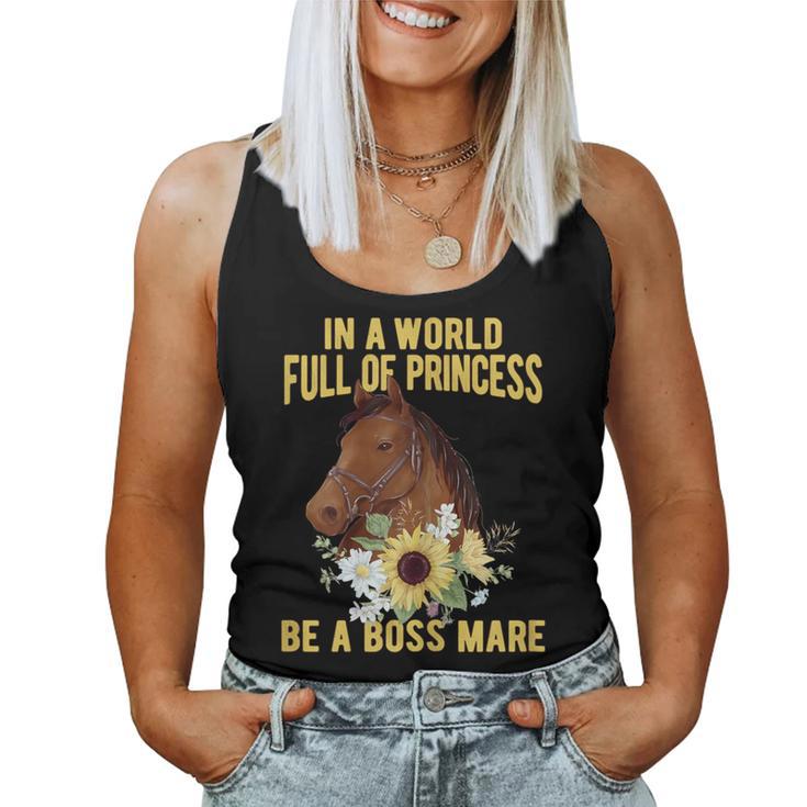 Dy Floral Be A Boss Mare Equestrian Horse Girl Sayings Women Tank Top