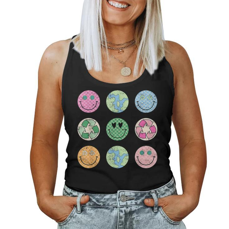 Earth Day Everyday Groovy Face Recycle Save Our Planet Women Tank Top