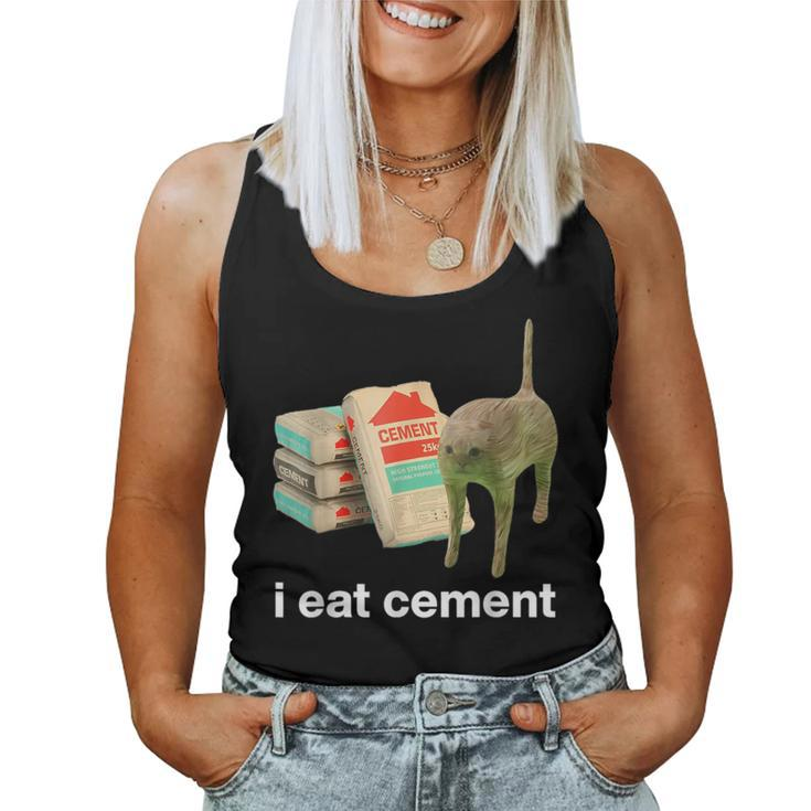 I Eat Cement Sarcastic Cursed Cat Oddly Specific Meme Women Tank Top