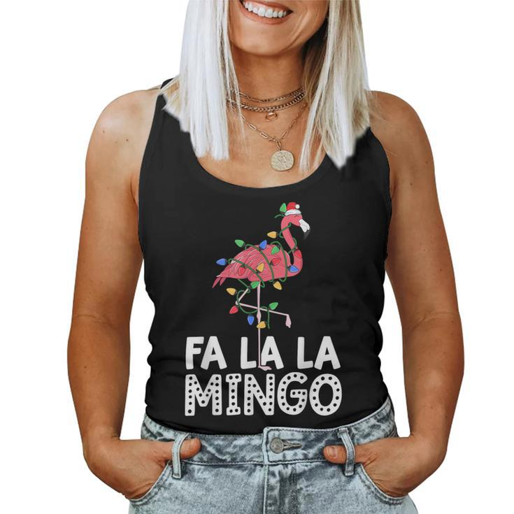 Fa La La Mingo Flamingo Christmas Tree Lights Tropical Xmas Women Tank Top