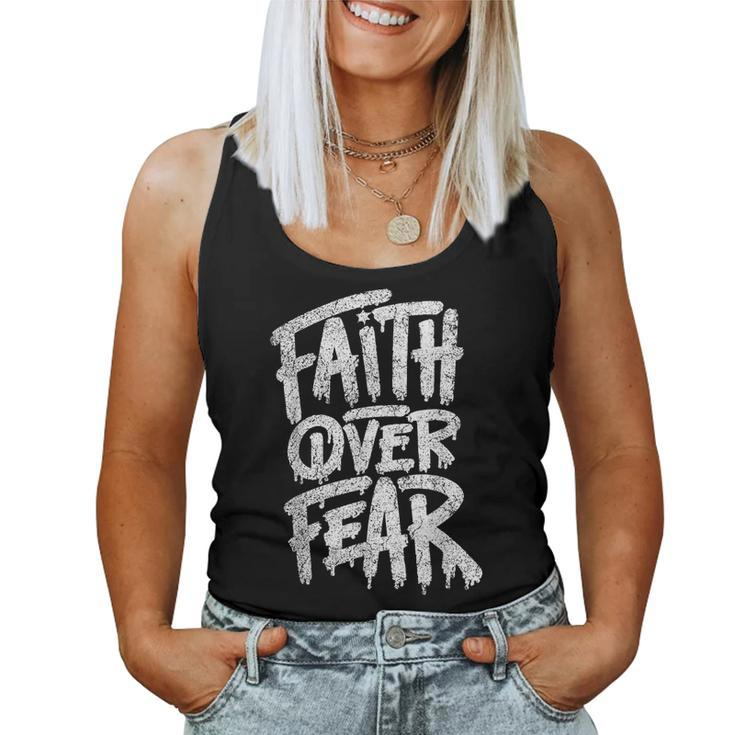 Faith Over Fear Christian Inspirational Graphic Women Tank Top