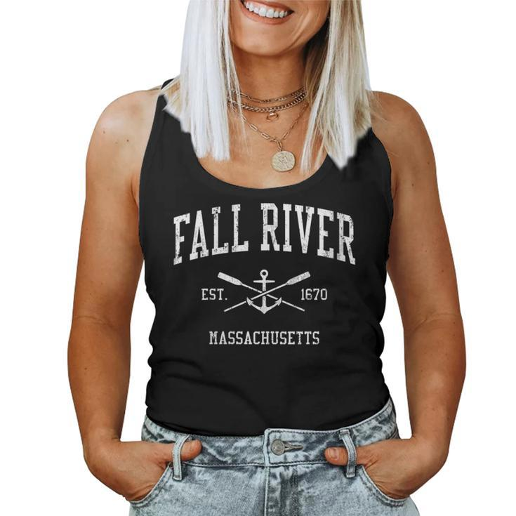 Fall River Ma Vintage Crossed Oars & Boat Anchor Sports Women Tank Top