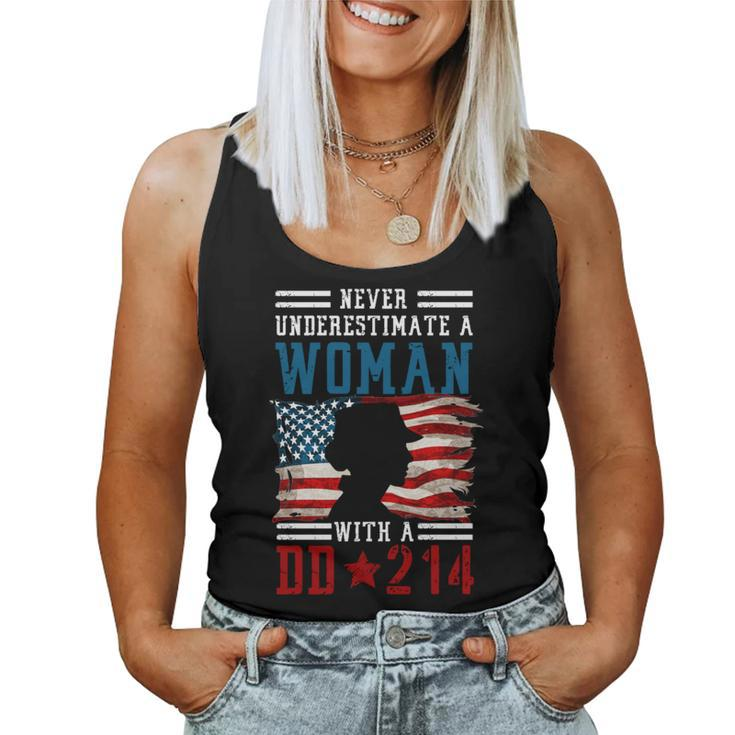 Female Veteran Never Underestimate A Woman With A Dd-214 Women Tank Top