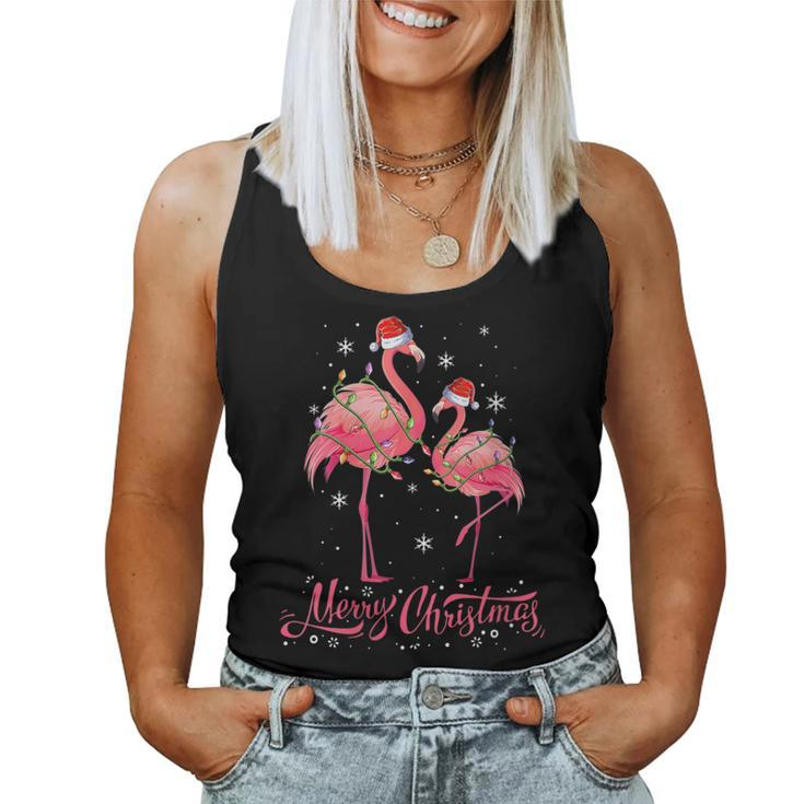 Flamingo Santa Light Christmas Sweater Flamingo Christmas Women Tank Top