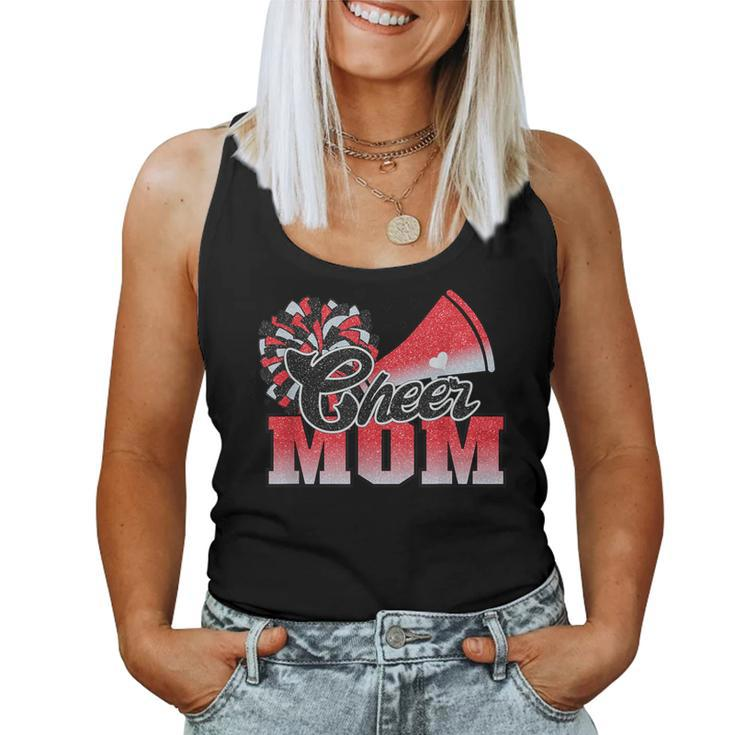 Football Cheer Mom Red Black Pom Leopard Women Tank Top