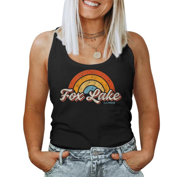 Fox Lake Illinois Il Vintage Rainbow Retro 70S Women Tank Top