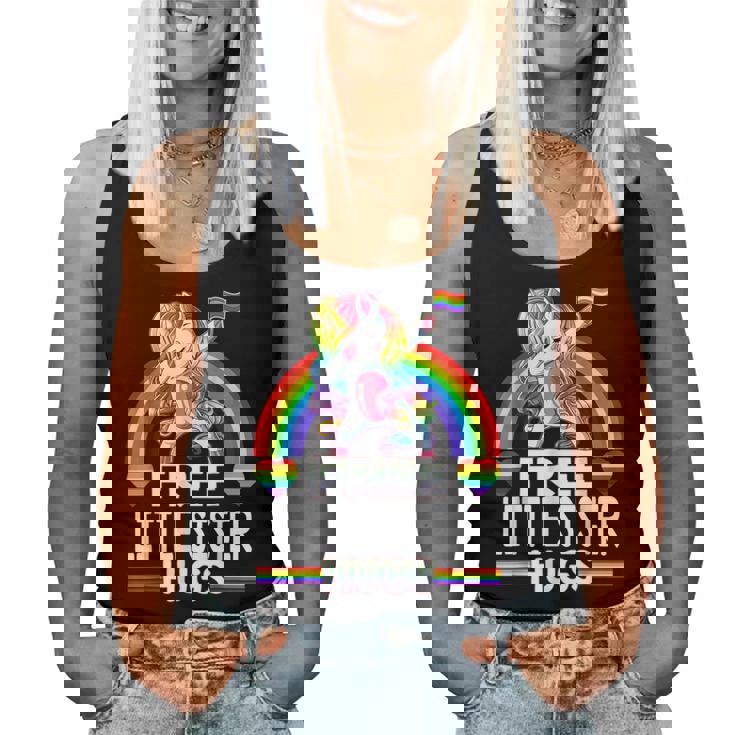 Free Little Sister Hugs Unicorn Lgbt Pride Rainbow Women Tank Top
