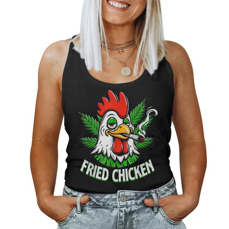 Fried Smoking Chicken 420 Marijuana Weed Leaf Pots 420 Women Tank Top