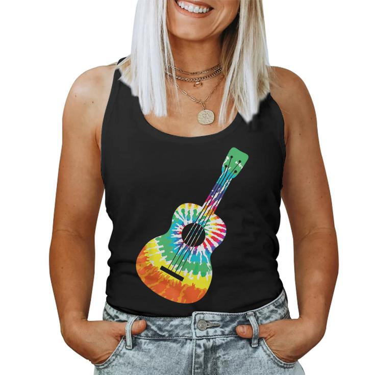 Fun Hippie Rainbow Tie Dye Acoustic Guitar Women Tank Top