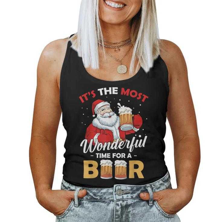 Christmas Santa Beer Lover Hilarious Xmas Drinks Fan Women Tank Top
