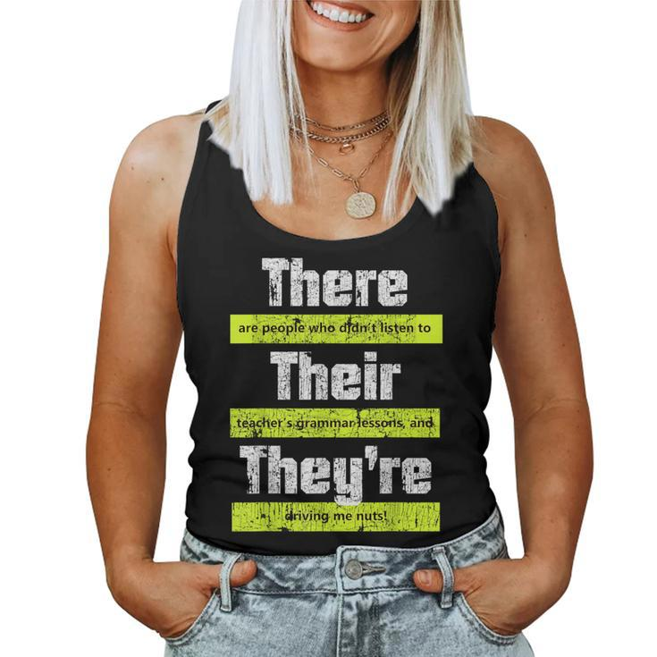 English Teacher Grammar There Their They're Women Tank Top
