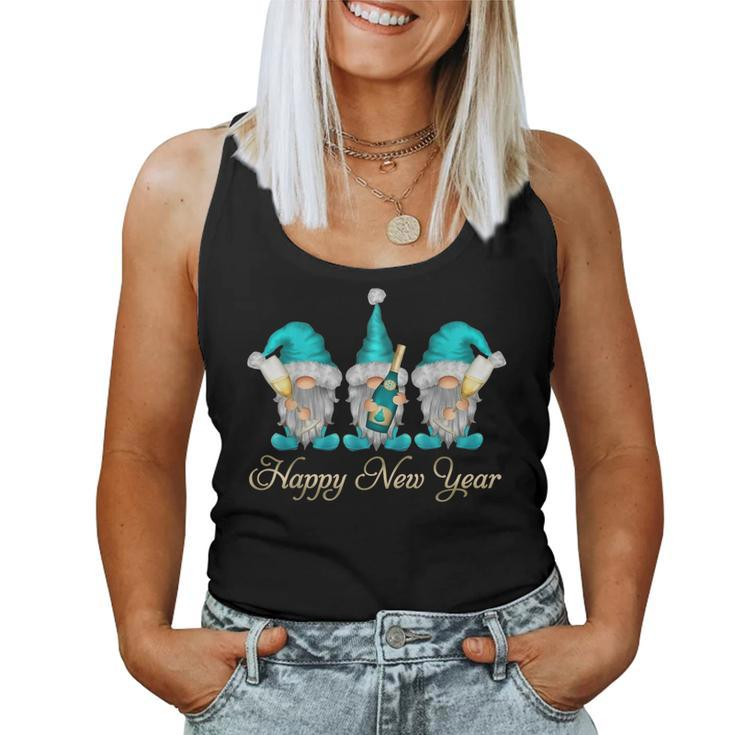 Gnomes Wine Drinking Happy New Year Western Gnomes Women Tank Top