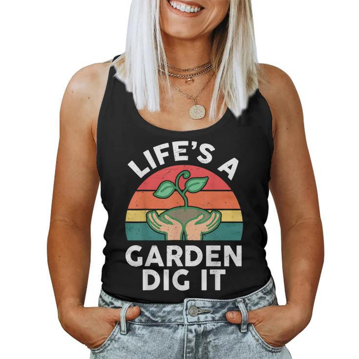 Life Is A Garden Dig It Dad Retro Gardening Women Tank Top