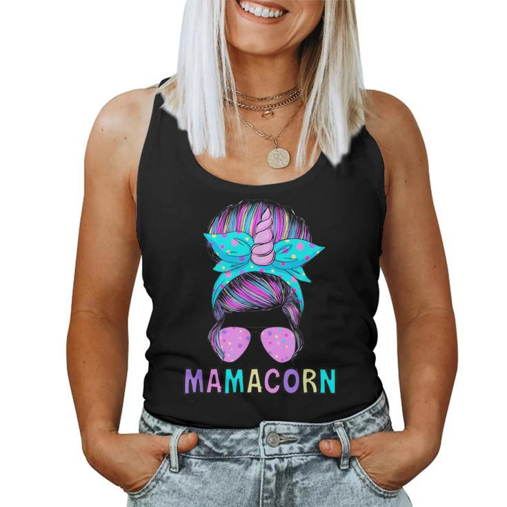 Mamacorn Unicorn Messy Bun Mom Mother's Day Girl Women Women Tank Top