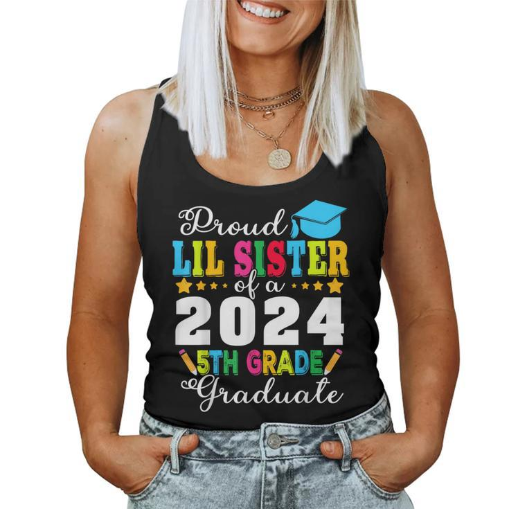 Proud Lil Sister Of A Class Of 2024 5Th Grade Graduate Women Tank Top