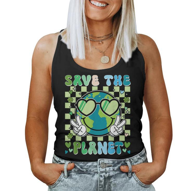 Save The Planet Smile Face Boy Girl Teacher Earth Day Women Tank Top