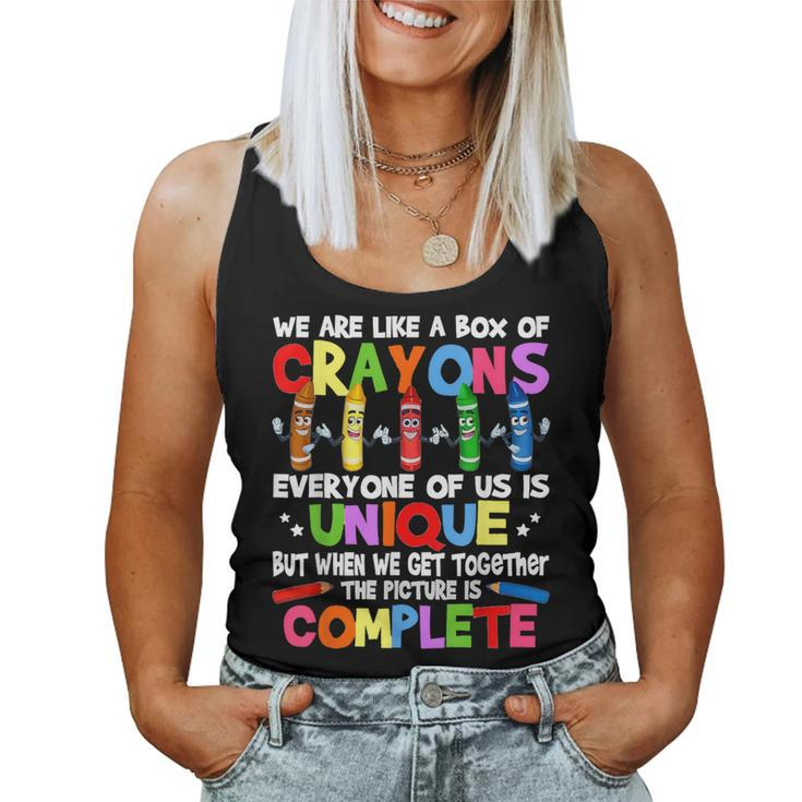 Teacher We Are Like A Box Of Crayons Humor Women Tank Top
