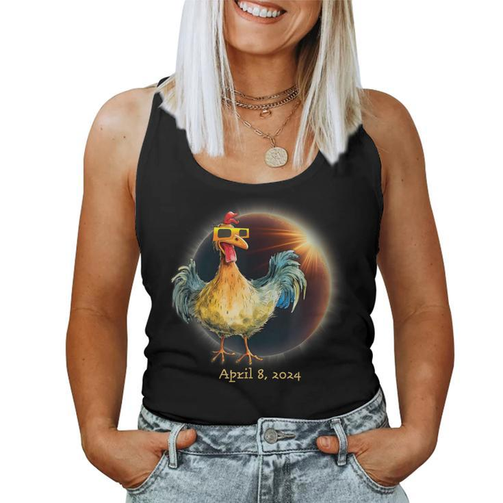 Total Solar Eclipse Chicken Wearing Eclipse Glasses Women Tank Top