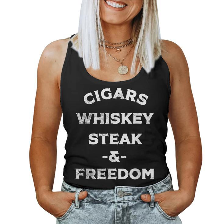 Whiskey Cigars Whiskey Steak & Freedom Women Tank Top