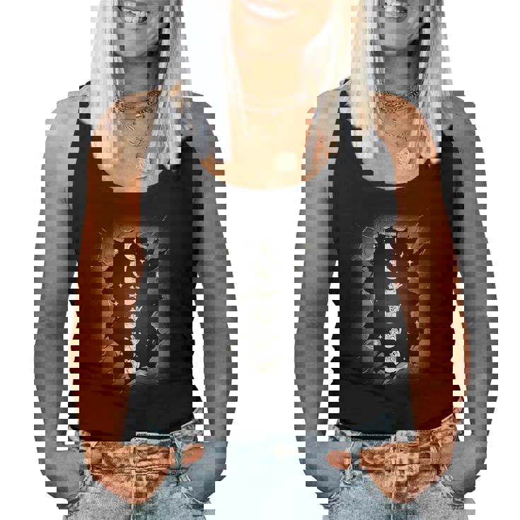 Gato Gatos Fase Lunar Luna Gatito Espiritual Místico Cuello Camiseta sin mangas para mujer