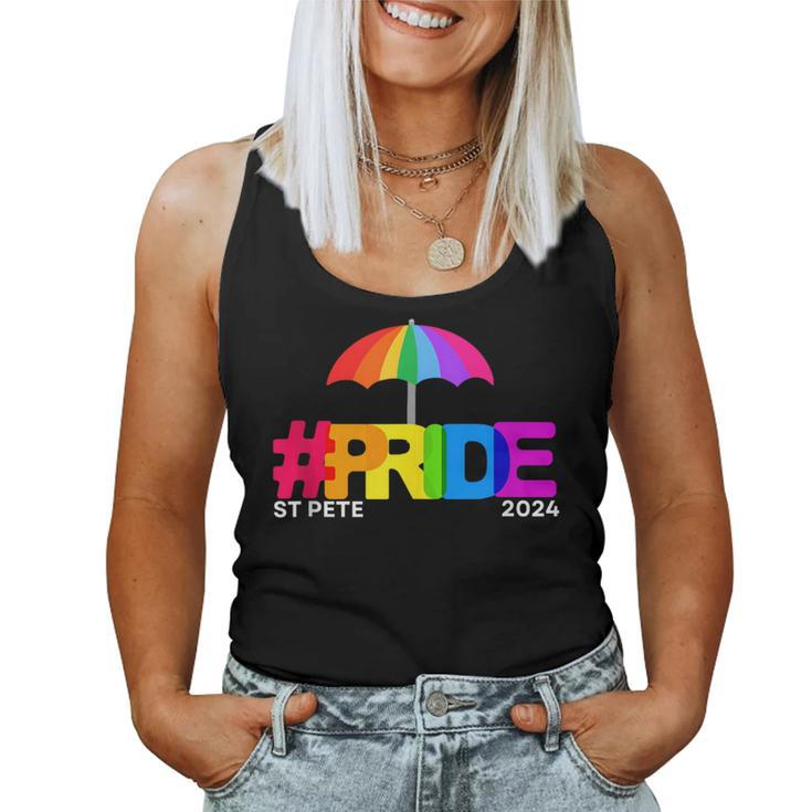 Gay Pride St Pete Florida 2024 Rainbow Flag Lgbtqia Ally Women Tank Top