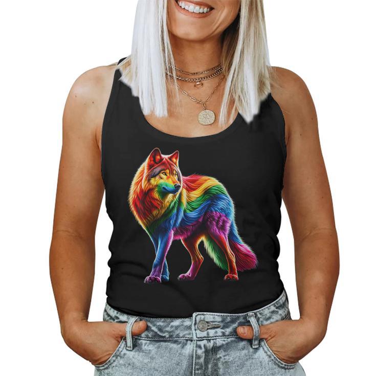 Gay Wolf Pride Lgbtq Rainbow Women Tank Top