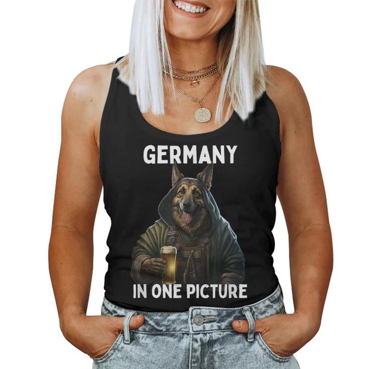 Germany In One Picture German Shepherd Drinking Beer Women Tank Top