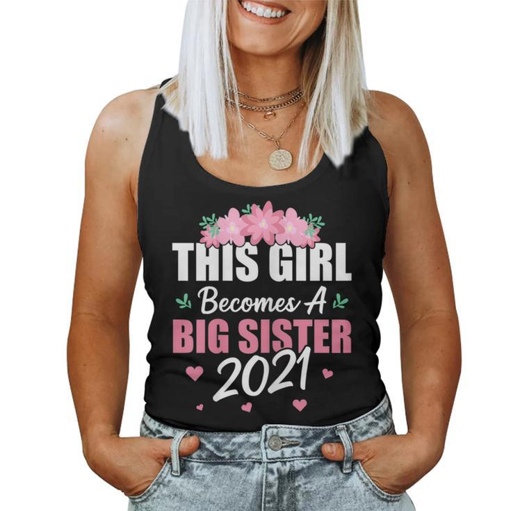 This Girl Becomes A Big Sister 2021 Cute Flowers Hearts Women Tank Top