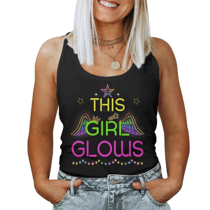 This Girl Glows Cute Girl Woman Tie Dye 80S Party Team Women Tank Top