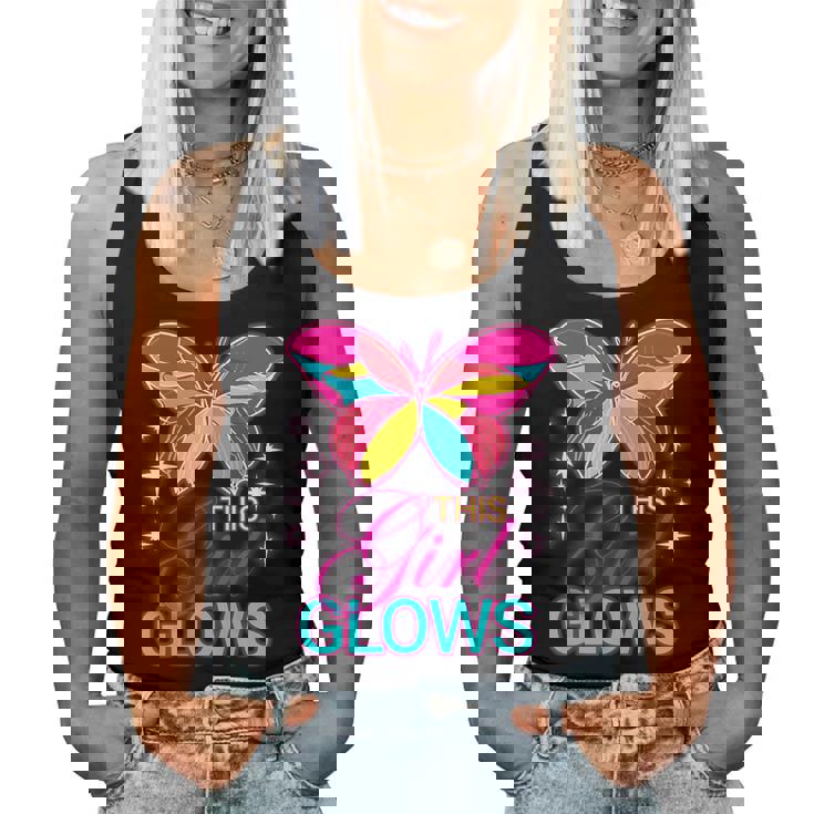 This Girl Glows Cute Girl Woman Tie Dye 80S Party Team Women Tank Top