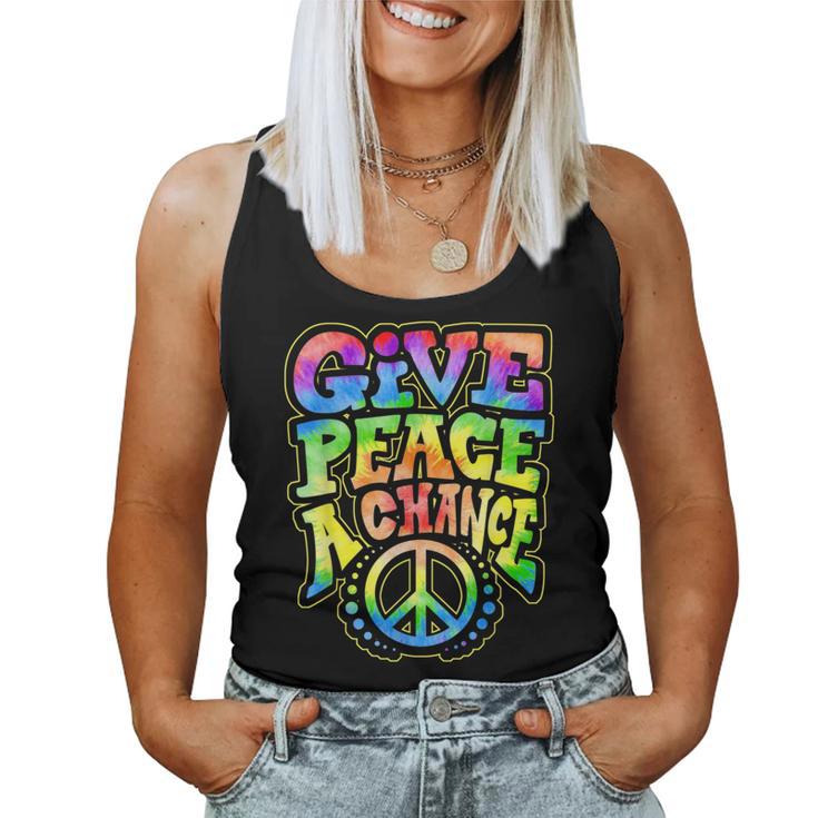 Give Peace A Chance Rainbow Tie Dye Hippie Hippy Women Tank Top