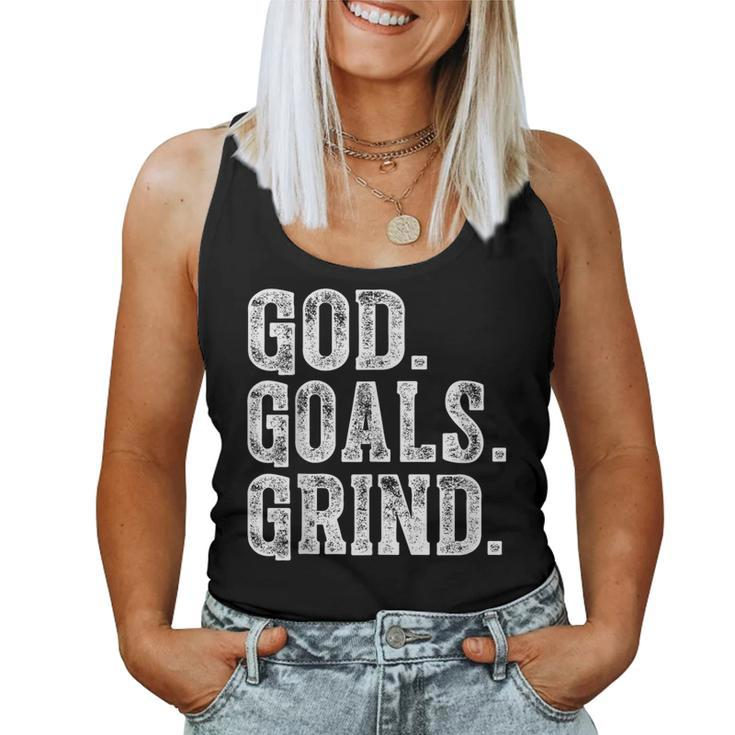 God Goals Grind Motivational Christian Religion Women Tank Top