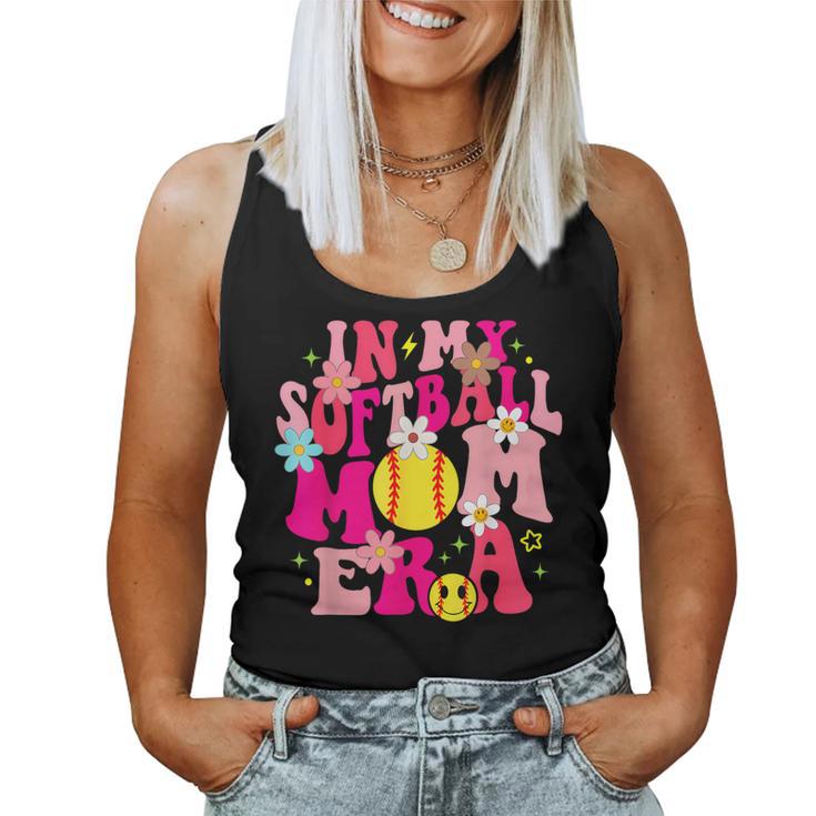 Groovy In My Softball Mom Era Life Game Day Vibes Mama Pink Women Tank Top