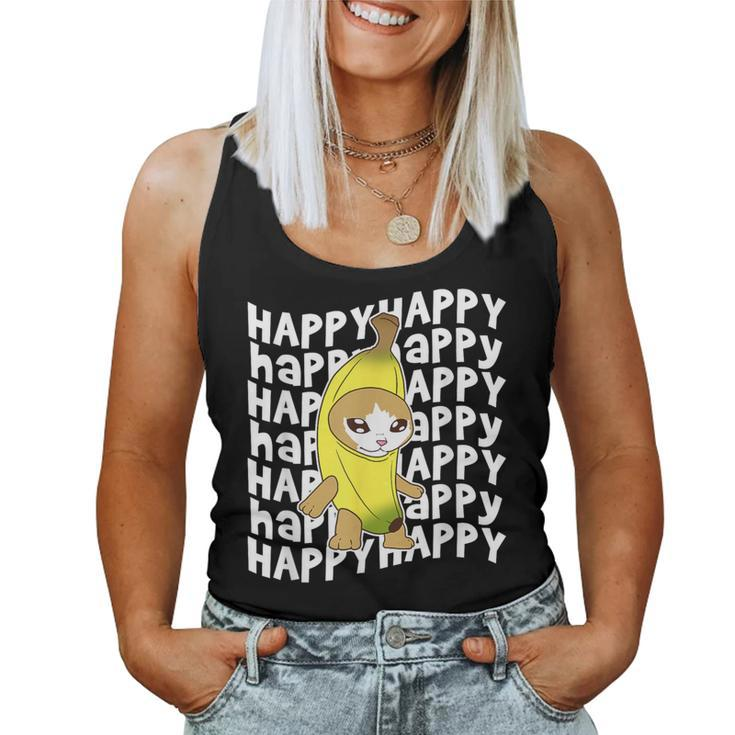 Happy Banana Cat Meme Bananacat Happy Kitty Cat Lovers Meme Women Tank Top