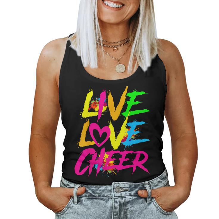 Happy Live Love Cheer Cute Girls Cheerleader Women Tank Top