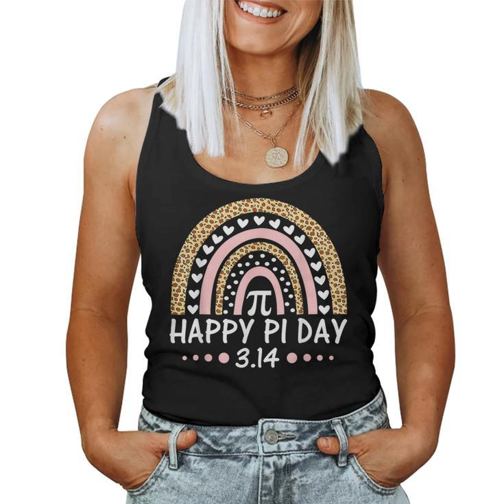 Happy Pi Day Mathematic Math Teacher Leopard Rainbow Women Tank Top