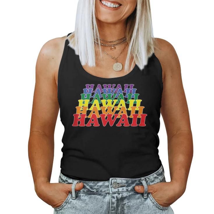 Hawaii State Gay Pride Rainbow Word Women Tank Top