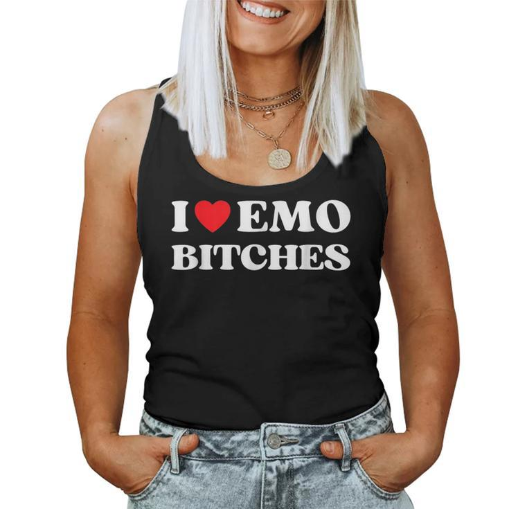 I Heart Emo Bitches Quote Red Heart Emo Girl Style Women Tank Top