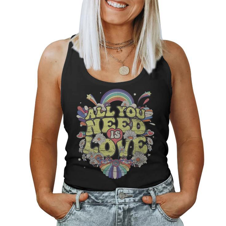Hippie Peace Love Flower Power Retro Festival Protest Women Tank Top