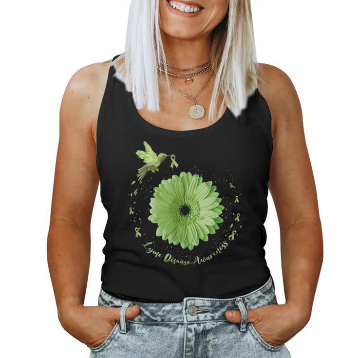 Hummingbird Sunflower Green Ribbon Lyme Disease Awareness Women Tank Top