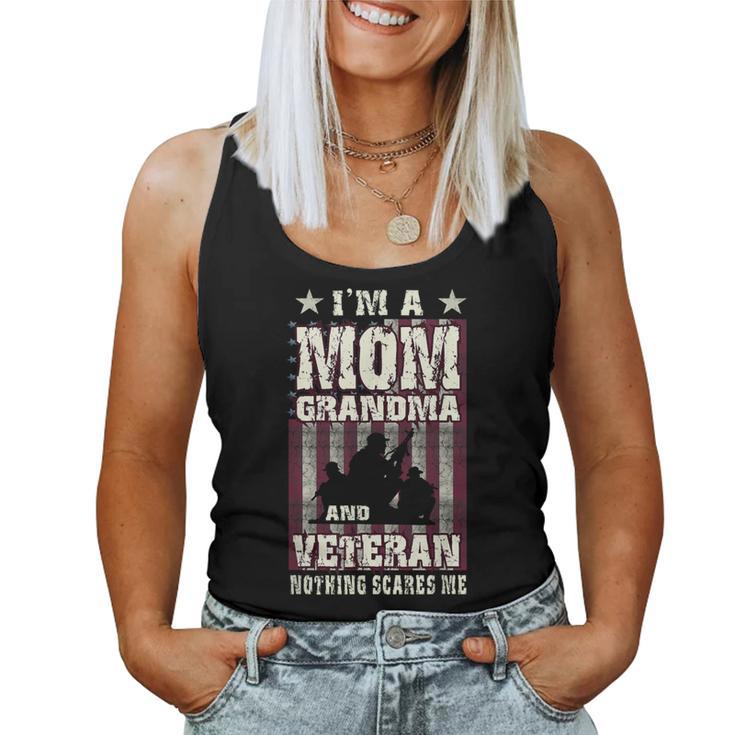 I'm Mom Grandma & Veteran Flag Soldiers Vintage Women Tank Top