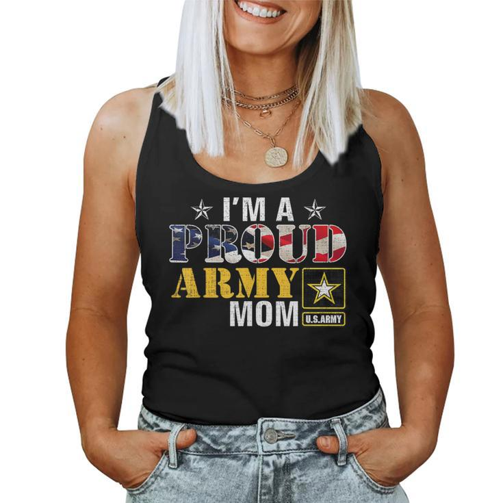 I'm A Proud Army Mom American Flag Military Veteran Women Tank Top