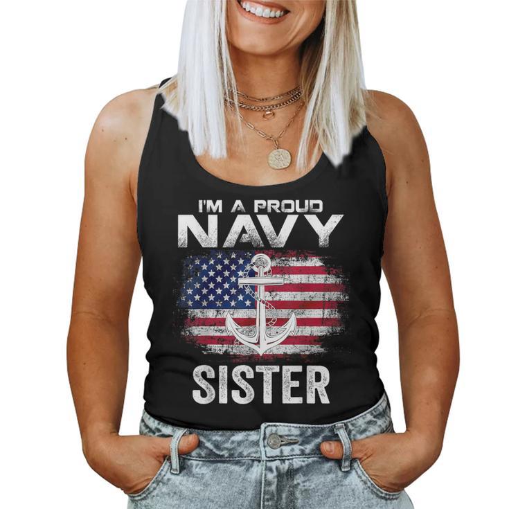 I'm A Proud Navy Sister With American Flag Veteran Women Tank Top