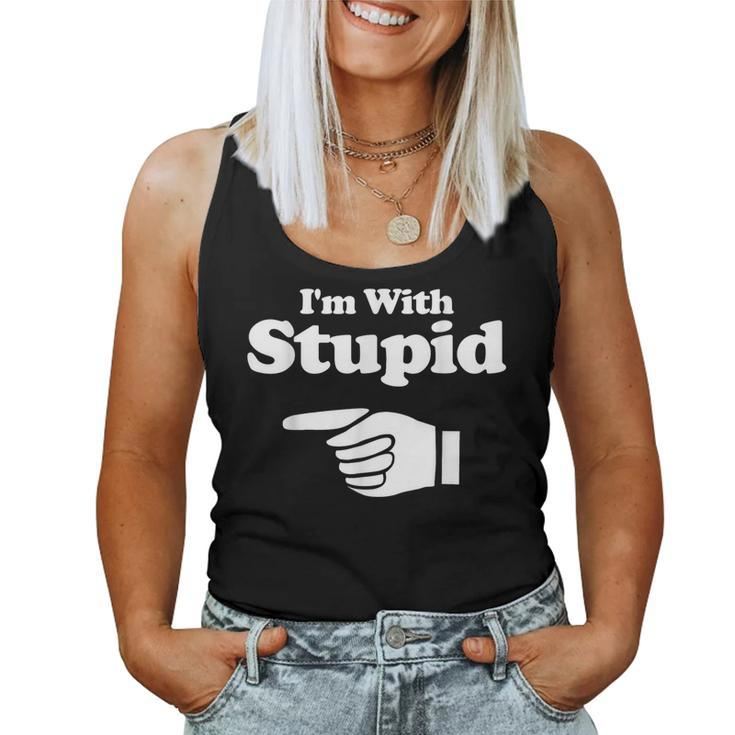 I'm With Stupid Pair Couple Brother Sister Women Tank Top
