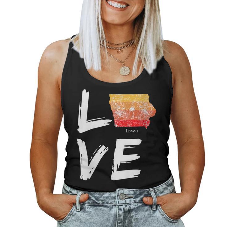 Iowa Ia Map Souvenir Love Distressed State Women Tank Top