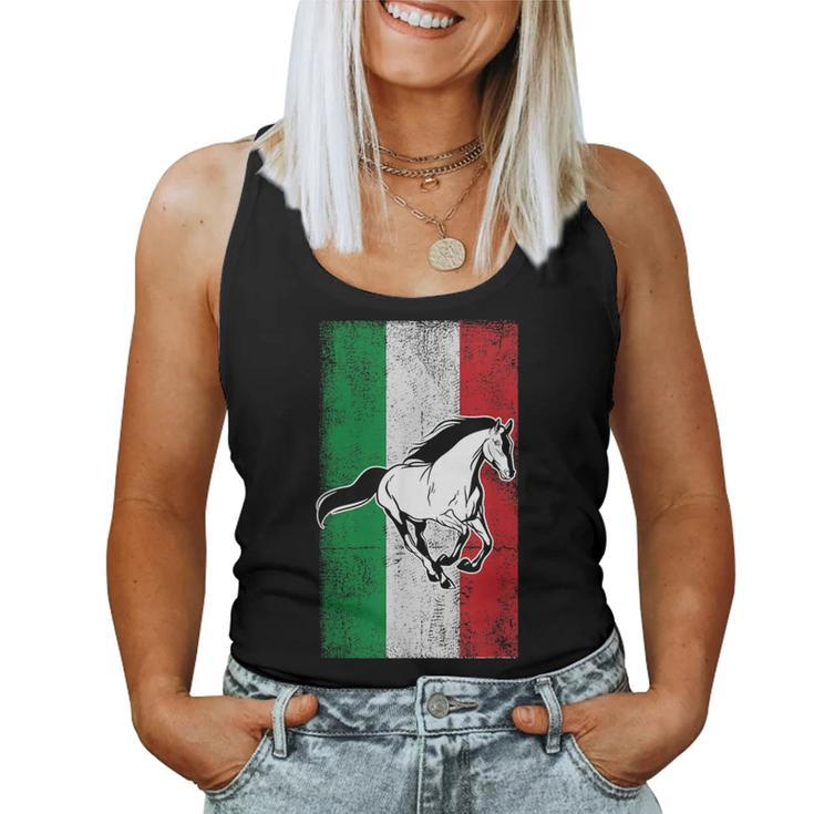 Italian Flag Patriotic Horse Horseback Riding Equestrian Women Tank Top